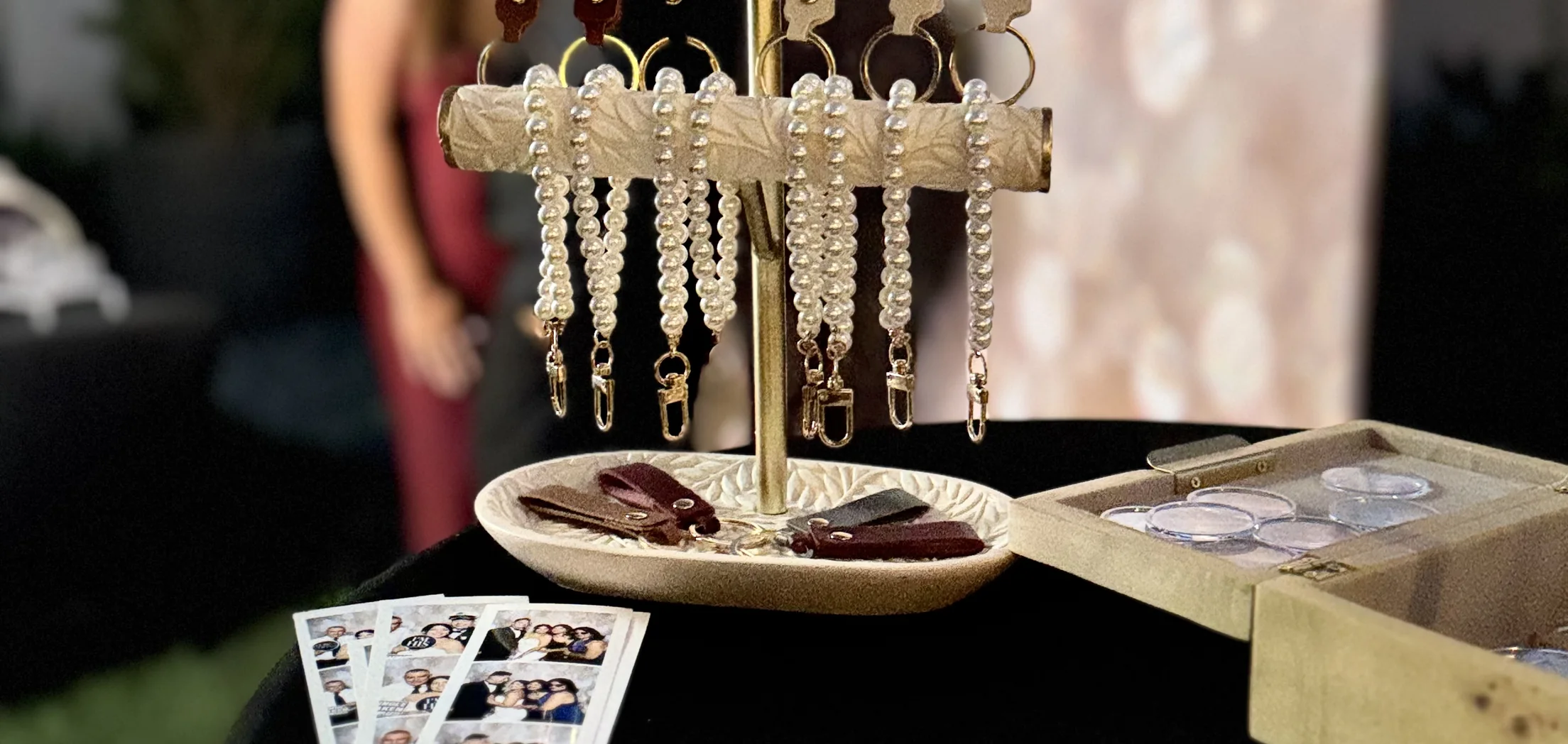 The onsite keychain display at a Los Angeles celebration